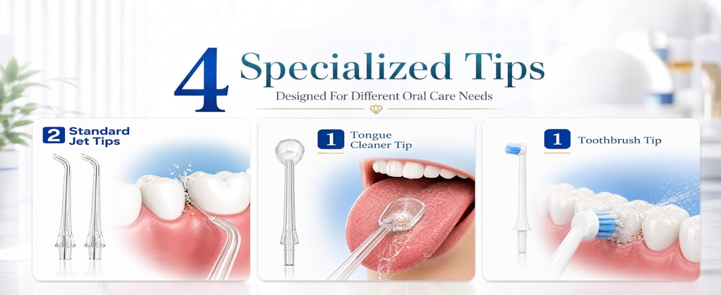 WELLOORIYA 4 Specialized Water Flosser Tips