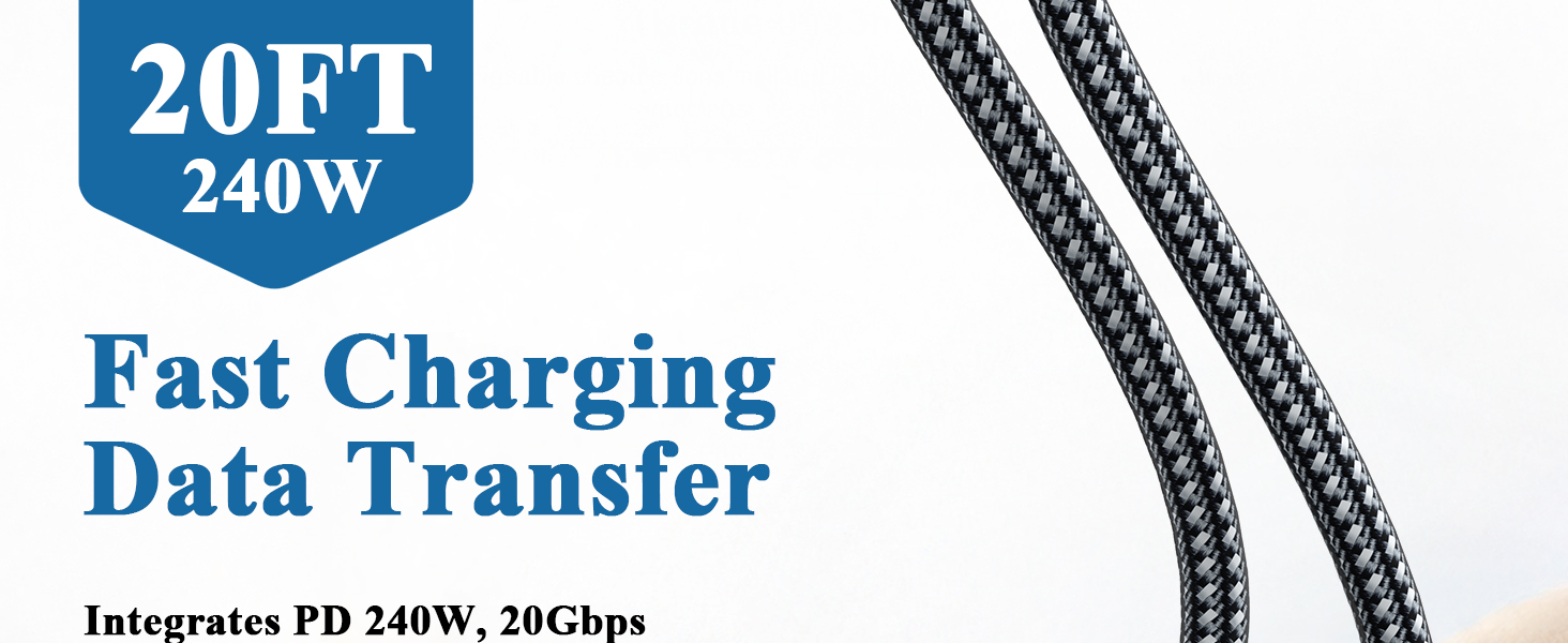 20ft usb c cable 240w