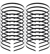 Lawie 20 Pack Bulk 7 MM Thin Silver Black Plain Blank Hard Wire Metal Headbands Base Hair Bands C...