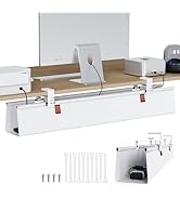 Zilink Large Cable Management Under Desk 40" No Drill Desk Cable Management Clamp/Screw Mount Fab...