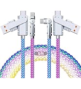 Light up USB-C Cable 2 Pack 5ft USB C to USB C Cable Multicolored RGB Colorful Gradual Type C to ...