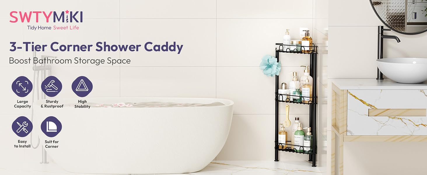 Corner Shower Caddy Standing Corner Shelf Stand Shower Organizer
