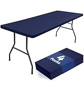 homing 4 Packs 6 Foot Rectangle Table Cloth, Waterproof Polyester Elastic Fitted Tablecloth, Wash...