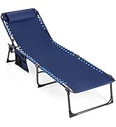 LET'S CAMP Portable Folding Reclining Lounger Camping Cot Adjustable 5-Position Lightweight with ...