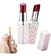 Cute Lipstick Lighter, 2 Pack Soft Flame Refillable Butane Lighter with Flame Adjustment Tool, Un...