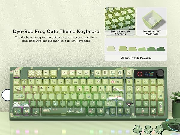 Frog Wireless Mechanical Creamy Keyboard,Gaming Keyboard with Number Pad,98% Keyboard