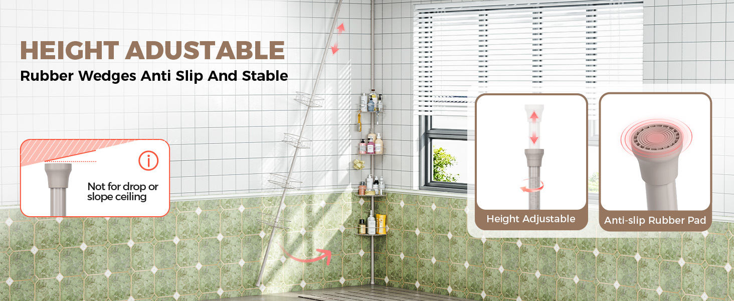 Urackify Corner Shower Caddy Tension Pole