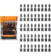 Crosstar 45 Pack PH2 Phillips Impact Bit Set, 1" S2 Steel Anti-Slip | CNC Precision Tips, Larger ...