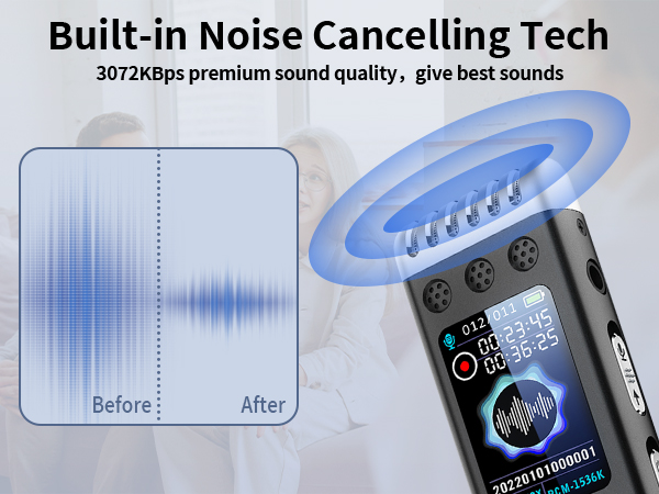 USB C Voice Recorder with Noise Cancelling