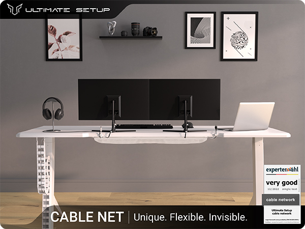 Cable management net under desk