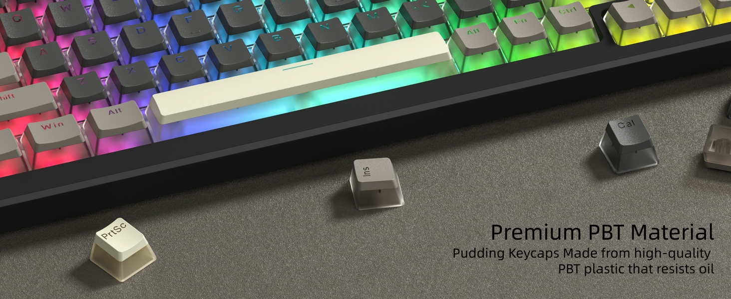 Pudding Keycaps, PBT Shine Through Keycaps 143 Keys Set Custom Key caps