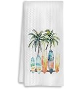 COWEB Beach Kitchen Towels - Coastal Summer Beach Dish Towels for Kitchen, Surfboard Tropical Pal...