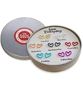 7 pcs Multicolor 925 Sterling Silver Heart Stud Earrings Womens Jewelry Small Everyday Party Work