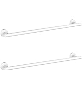 Cilee 2 Pieces White Bathroom Towel Bar, 24 Inch Double Towel Racks,Bathroom Towel Holder Towel H...