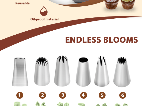 Reusable Piping Bags and Tips Set