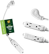 GREATIDE 1 Ft Flat Plug Extension Cord, 16 AWG 3 Prong Grounded Low Profile Extension Cable,3 Out...