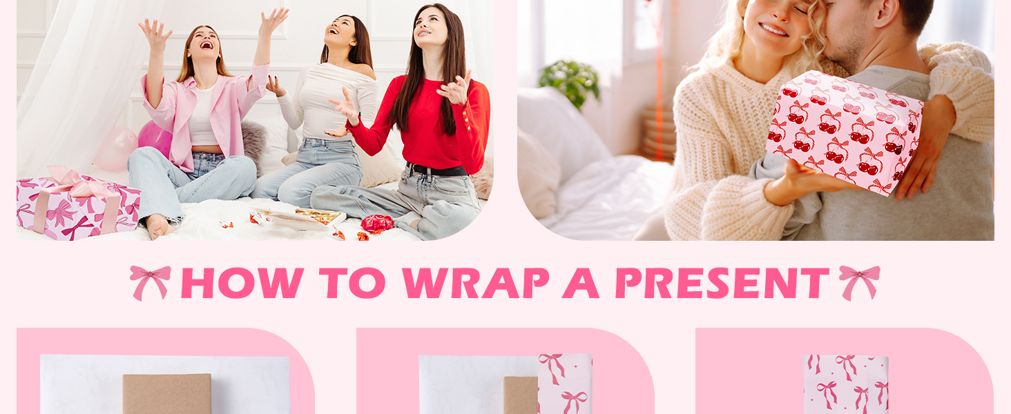 WRAPAHOLIC Pink Bow Wrapping Paper