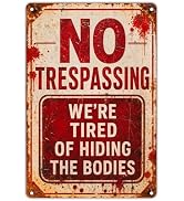 Halloween Decorations Outdoor - Funny Metal Tin Sign for Yard Garage Wall | Rustic Vintage No Tre...