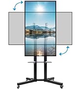 Hellsehen Rotating Mobile TV Cart Holds up to 110lbs,Rolling TVs Stand for 32-60 Inch, Portrait t...