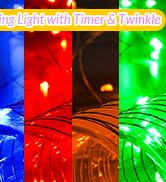 Ariceleo 1 Pack 16.4ft Battery Operated String Lights with Timer, Warm White with Synchronized Tw...