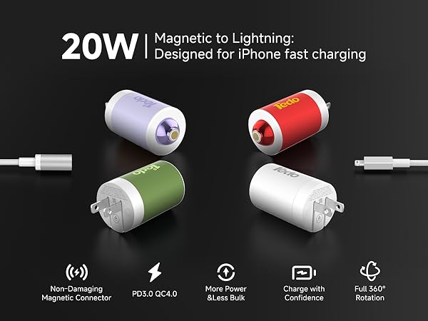 Magnetic to USB-C:Designed for iPhone fast charging