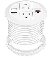 BTU Desktop Power Grommet with USB, 3 inch Hole Recessed Power Outlet, Flush Mount Power Strip Ou...