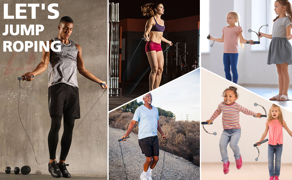 jump rope suitable for men, women, seniors and kids