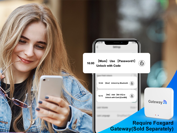 thumbprint lock door handle View Unlock Record square black 