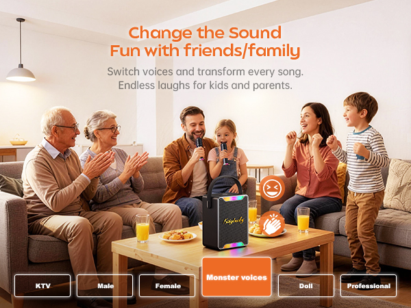 Karaoke Machine for Kids and Adults, Portable Karaoke Machine with 2 Wireless Microphones