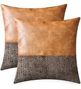 CaliTime Throw Pillow Covers Pack of 2 Soft Faux Leather Solid Dyed Cross Chenille Cushion Cases ...