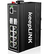 keepLiNK 10-Port Industrial Gigabit PoE Switch, Managed with 8 PoE+@130W, 2 SFP Slots, DIN Rail N...