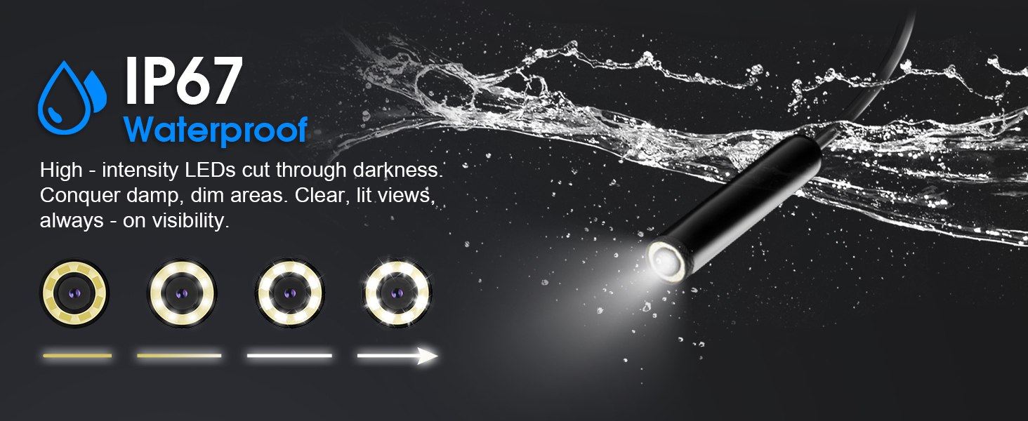 Endoscope with Light, 1920P HD Borescope, IP67 Waterproof Inspection Tool 5