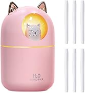 Small Humidifier Cute Portable Cool Mist Humidifier with 6 Pcs Humidifier Sticks 7 Color Night Li...
