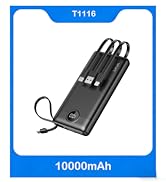 VRURC Portable Charger with Built in Cables, Slim Power Bank 10000mAh, USB C Travel Battery Pack,...