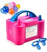 Electric Air Balloon Pump, AGPTEK 110V 600W Rose Red Portable Dual Nozzle Inflator/Blower for Par...