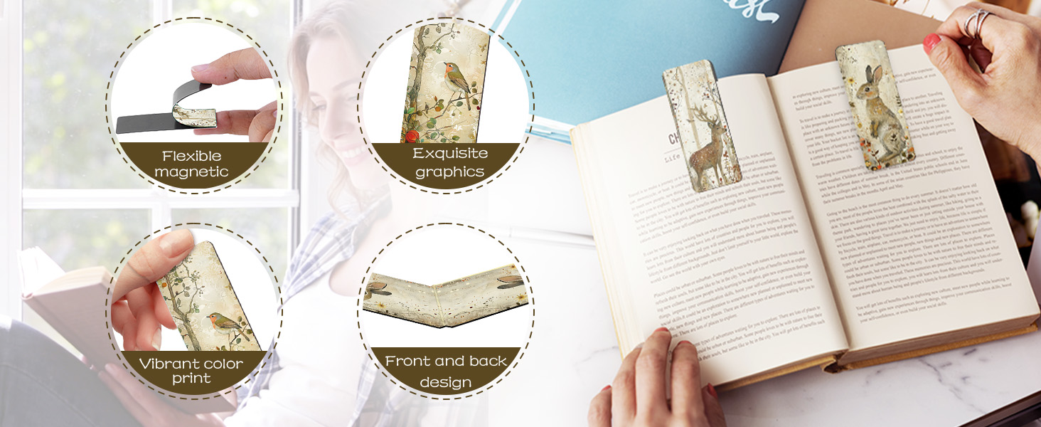 Zaamwoyy 30 Pcs Woodland Animals Magnetic Bookmarks