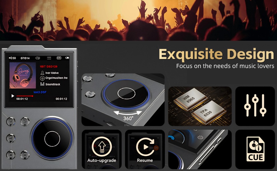 Digital Music Player Bluetooth 5.3 Lossless DSD FLAC HD HiFi Portable MP3 Player