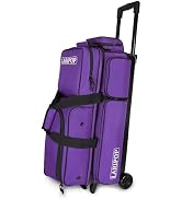 LARIPOP 3 Bowling Ball Bag With Wheels - Rolling Bag for Balls &amp; Accessories - Retractable Handle...