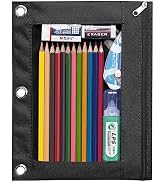 Forvencer Pencil Pouch for 3 Ring Binder, Binder Pencil Pouch with Smooth Zipper, Clear Window Pe...