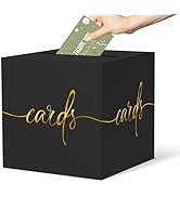CINSOEN Black Card Box with Gold Foil Design, Paperboard 8.7" Card Box for Birthday Wedding Party...