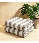 Oliven 2 Piece Light Gray Cabana Stripe Hand Towels for Bathroom 16"x31" Ultra Soft Breathable Ha...