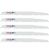 WORKPRO 5-Piece 9-Inch Wood Pruning Reciprocating Saw Blade Set, 5TPI, CR-V Steel Saw Blade Kit f...