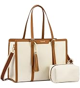 LOVEVOOK Laptop Bag for Women 15.6 inch Lightweight Canvas Laptop Tote Bag, Large Capacity Comput...