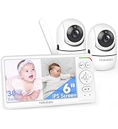 HelloBaby Baby Monitor with 2 Cameras, World First 6" IPS Split Screen, Double Cams No WiFi, 30H ...