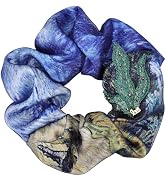 SHE'S FREE STYLE JUST FOR YOU[Van Gogh Starry Night] Silk Print Hair Scrunchie, Hand-beaded Embro...