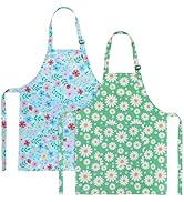 XLSXEXCL 2 Pack Kids Apron, Cute Cooking Aprons, Waterproof Art Apron with Pockets, Toddler Paint...