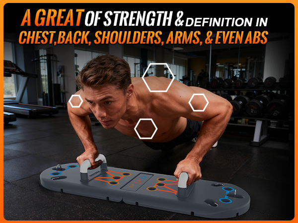 A GREAT DEAL OF STRENGTH &amp;amp; DEFINITION IN CHEST, BACK, SHOULDERS, ARMS, &amp;amp; EVEN ABS