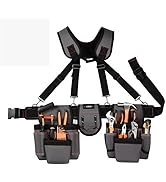 TRUTOPWAY Tool Belt With Suspenders, Heavy Duty Carpenter Tool Belt with 22 Pockets - Adjustable ...