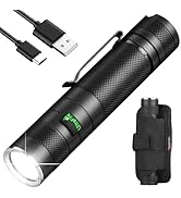 ULTRAFIRE 1200LM Tactical Flashlight and Holster, 3 Modes USB-C Rechargeable Flash Light for EDC,...