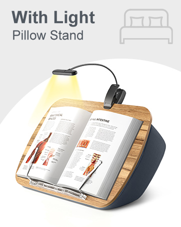 Book Pillow Stand With Reading Light